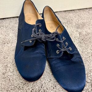 Deep Blue Satin Flats